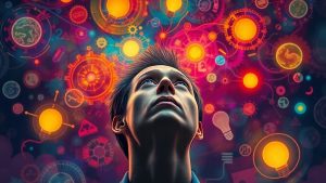 Om gândind profund, iluminat de idei clare.